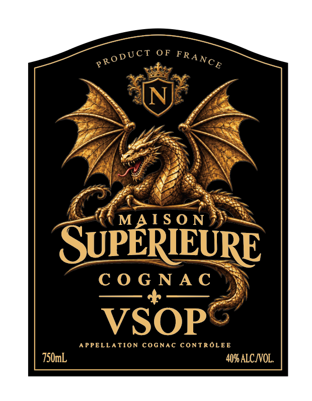 MAISON SUPÉRIEURE black and gold dragon label concept